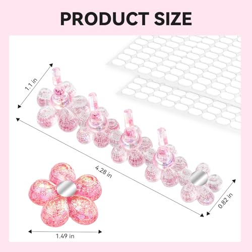 Nail Stand for Press On Fake Nails Painting Display Practice, Powerful Magnetic Nail Holder for Diy Design, Single Flower Nail Stand with 200 PCS Double-Sided Tapes, Nail Tools for Home Salon - color: Pink Flower, size: Medium