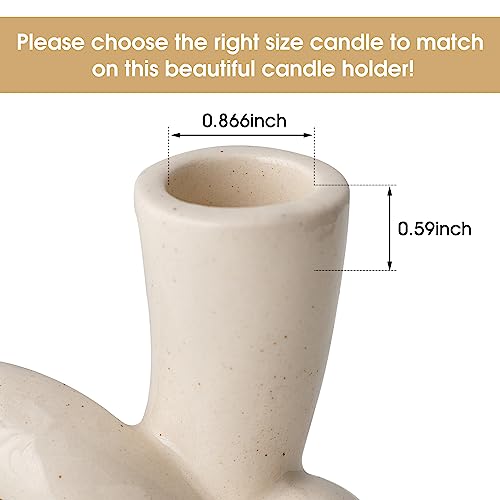 2 Pcs Pretty Ceramic Candle Holder, Modern Abstract Art Candlestick Holder Set, Table Centerpiece Taper Candle Holders Decorations for Home Decor Wedding, Dinning, Party, Mantel, TV Stand, and Kitchen