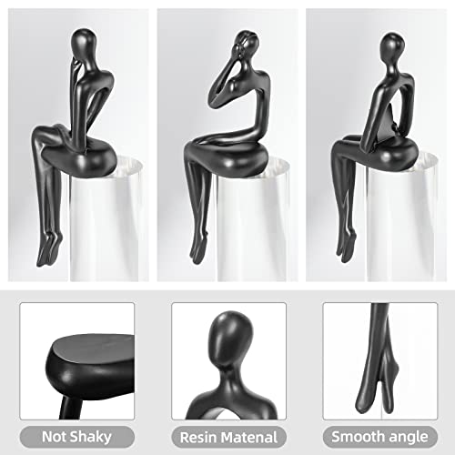 BMLCGJ Thinker Statue Gold Decor Abstract Art Sculpture, Golden Resin Collectible Figurines for Home Living Room Office Shelf Decoration,Great Gifts Ideas (Sitting Posture-Black) - color: Sitting Posture--black