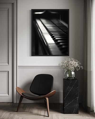 Piano Art Music Poster - Musical Instrumental Wall Art Print - Black and White - Photography Musical Art - Bedroom or Office Living Room Decor 137 (Piano, 16 x 20 inches, Unframed) - color: Piano, size: 20"L x 16"W