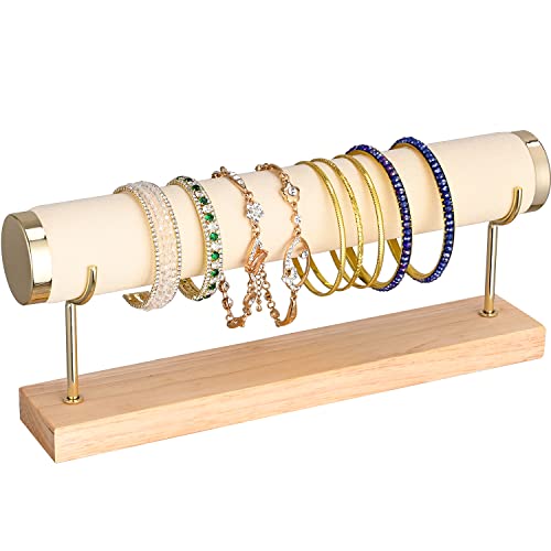 Bracelet Display Holder Bangle Storage Single Tier T-bar Stand Towers for Jewelry Wrist Watch Organization, White