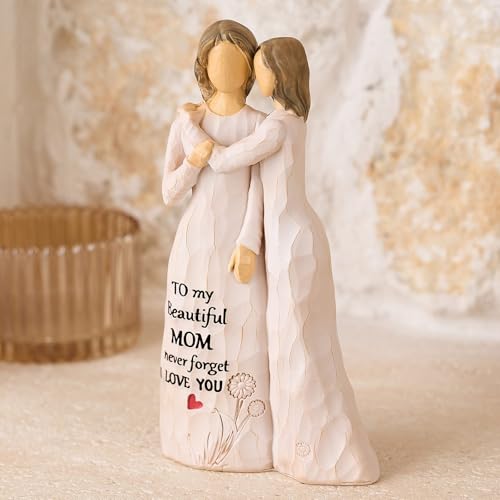 NAN ZAI NAN FANG Mother Daughter Figurine Gifts for Mom from Daughter 5.5" Resin Sculpted Hand-Painted Figure Birthday Mothers Day Thanksgiving for Moms Mother-in-Law - style: Mother and Daughter Embracing