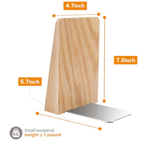 DRELIFAM Red Oak Book Ends Heavy Duty Handmade Book Ends for Shelves Decorative Bookends to Hold Heavy Books (Red Oak Large) - color: Large Red Oak Wood