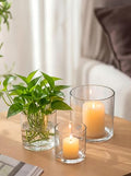 NUPTIO Hurricane Glass Candle Holders: Set of 3 Thick Glass Large Pillar Candle Holder - Clear Vases for Wedding Table Centerpieces Decor