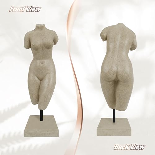 Female Torso Statue, Sandstone Lady Body Sculpture, Resin Bust Statue, Home Decor for Livingroom Bedroom Entryway Entrance Coffee Table Office Bookshelf Housewarming, Birthday Gifts, Art Lovers