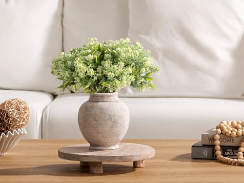 Ceramic Rustic Vase, Small Flower Farmhouse Vase Decorative Vase Short Pottery Vases for Home Decor Table Living Room Entryway Mantel Bookshelf Bedroom Bathroom Kitchen - 6 Inch Rustic White - color: 6"h - Rustic White