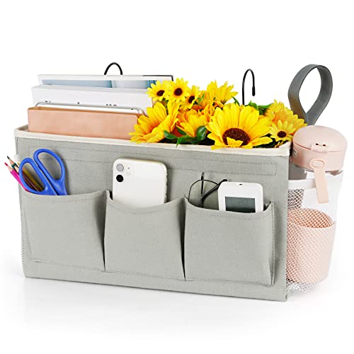 Loghot Bedside Caddy/Bedside Storage Bag Hanging Organizer for Bunk and Hospital Beds,Dorm Rooms Bed Rails,Can be Placed Glasses,Books,Mobile Phones,Keys (New Grey) - color: 1pc New Grey