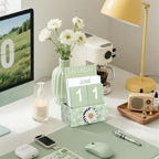 AceOrbit Green Daisy Flower Wood Block Perpetual Calendar Coquettish Desk Decor Cute Month Week Date Display Decorative Block Calendar for Women Office Home Desk Gift for Women - style: Green Daisy