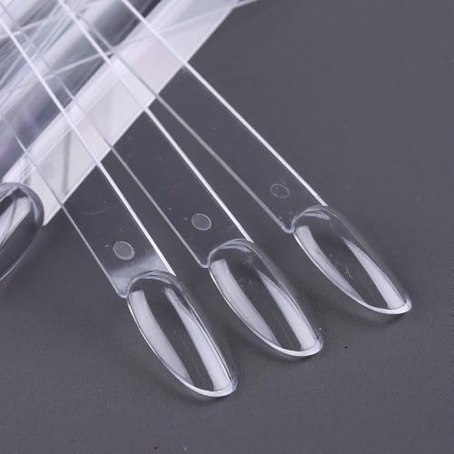 150 Pcs Nail Swatch Sticks with Ring, Clear Oval Nail Art Polish Color Display Practice Tips, Acrylic False Nail Sample Sticks Nail tech Supplies for Home or Salon Use - color: Clear Oval Shaped