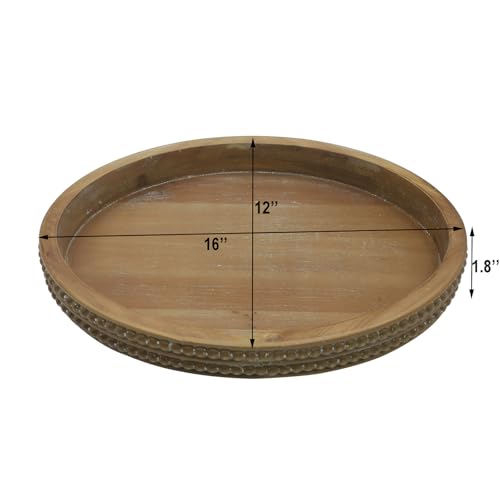 Carah & Cossh Oval Wooden Tray, Modern Decorative Tray 16''x12'', Oval Farmhouse Rustic Serving Tray, Table Centre Tray, Perfect for Storage and Display (Brown) - color: Brown