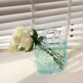 Glass vase - 10.6 inch Handbag-Shaped Woven vase That can be Filled with Water to Serve as a Fish Tank. Customized Gift Box Packaging is Available- Blue - color: Bulging Blue