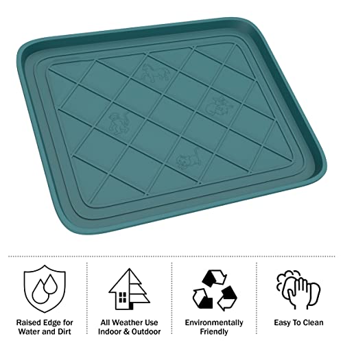 All Weather Boot Tray - Small Water Resistant Plastic Utility Shoe Mat for Indoor and Outdoor Use in All Seasons by Stalwart (Teal) - color: Teal