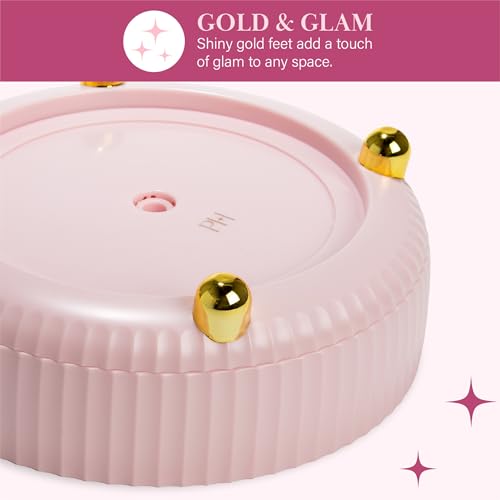 Paris Hilton 360° Rotating Makeup Organizer Tray, Large Capacity for Skincare & Beauty Essentials, Fluted Design with Gold Accents, 8.75-Inch, Pink - style: Organizer Tray