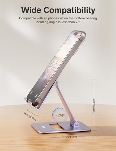 Nulaxy 2 Pack Dual Folding Cell Phone Stand, Fully Adjustable Phone Holder for Desk, Compatible with iPhone 16 15 14 13 12 11, Nintendo Switch, All Phones, Purple - color: Purple