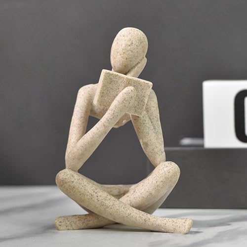 Gold Reading Women Statue, Thinker Sculptures, Abstract Art Ornament, Modern Aesthetic Figurine Decoration, Suitable for Home Living Room Bedroom Office Shelf Table Desk Bookshelf Decor (Right) - color: Right, size: Large