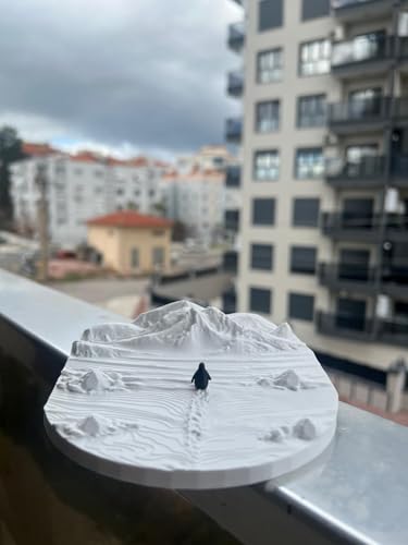 Minimalist Nihilist Penguin Diorama - Arctic Solitude Sculpture - Modern Office Desk Decor & Philosophical Gift