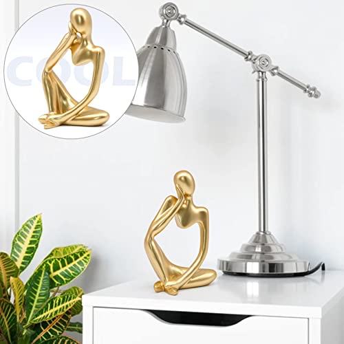 Gold Thinker Statue Decor, Modern Abstract Art Sculpture, Thinker Figurines Collectible Accents Decoration for Shelf Bookshelf Office Desktop Decor