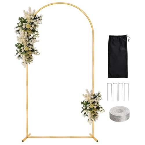 WellSign 6.6FT Metal Wedding Arch Backdrop Stand for Parties, Gold Balloon Arch kit Stand for Baby Shower Gender Reveal Ceremony Birthday Anniversary Bridal Graduation Party Event Decoration - color: Gold, size: 6.6FT