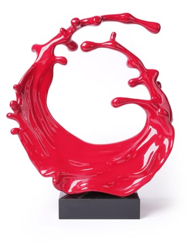 Abstract Sculpture Decor Modern Art Gift Sea Wave Figurine Table Centerpiece Statue for Bookshelf Desktop Home Red 16.5 Inch - color: Red