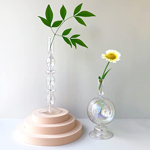 Candle Stick Candle Holder, Glass Candle Holders for Table Centerpiece, Modern Style Iridescent Candle Holder Mixed 4pcs - color: Iridescent