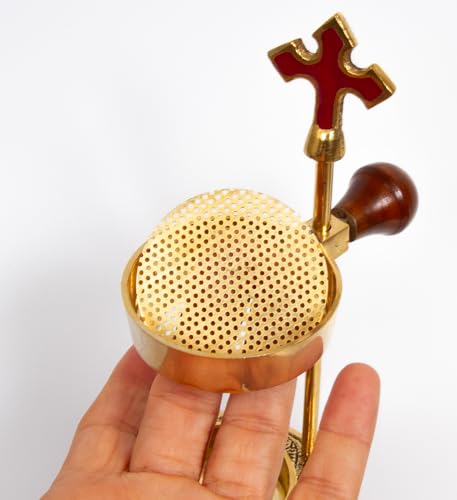 Christian Incense Burner, Cross Incense Holder - Tea Light Candle or Charcoal Resin Heated for Home Decor, Beautiful Adjustable Design for Worship and Spiritual Gifts, Offering a Calming Atmosphere. - color: Cross Brass Burner Candle Heated