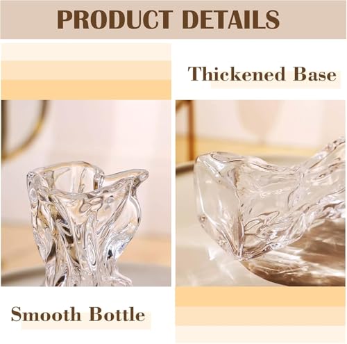 FOWSEEK 8.5IN Large Glass Flower Vase, Irregular Clear Big Vases for Centerpiece Table Indoor Desk Decor, Modern Art Decorative Vase for Home Office Wedding Bookshelf Housewarming Gift - color: Clear, size: Large