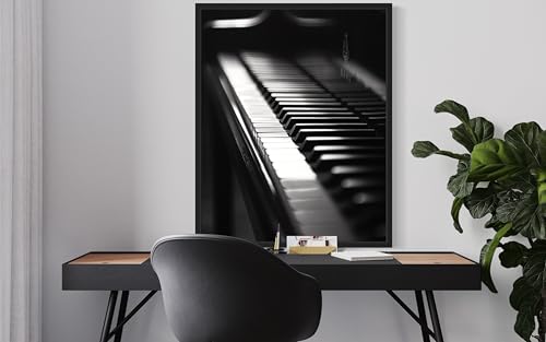 Piano Art Music Poster - Musical Instrumental Wall Art Print - Black and White - Photography Musical Art - Bedroom or Office Living Room Decor 137 (Piano, 16 x 20 inches, Unframed) - color: Piano, size: 20"L x 16"W