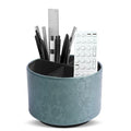 lizimandu Round Leather Art Supply Organizer,Remote Control Holder,360 Degree Spinning,Multi-Functional Pencil Holder,4 Compartments Desktop Stationary Organizer(1-Liuli Green) - color: 1-Liuli Green