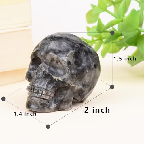 2 Inch Shimmer Stone Crystal Skulls Decor,Human Skull Sculpture Statues Healing Crystal Decor,Halloween Skull Figurines,Home Office Decoration Christmas Meditation Gifts for Men Women - color: Shimmer Stone