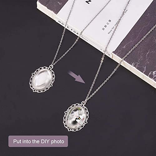 PH PandaHall 60pcs Bezel Pendant Blanks Settings - 30pcs Oval Pendant Trays Photo Charms with 30pcs Glass Cabochons for Wedding Brides Bridal Bouquet Charm Necklace Jewelry Making, 25x18mm (Pack of 2) - size: Tray: 25x18mm (Pack of 2)