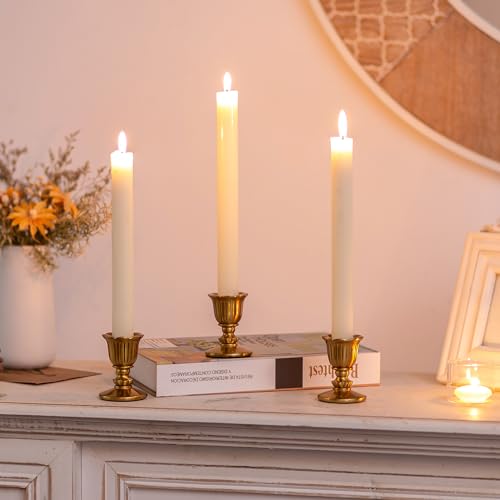 Vintage Candlestick Candle Holders Brass - Romadedi Taper Gold Candle Stick Victorian Style for Table Centerpiece Wedding Reception Festive Christmas Mantel Decoration or Home Decor Set of 6 - size: 6 PCS