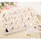 Mornajina 24 Grids Stackable Jewelry Tray Organizer with Removable Dividers, Velvet Jewelry Display Tray for Earrings Necklaces Bracelet Rings Display Showcase - Light Khaki - color: Light Khaki