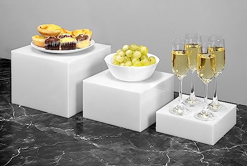 Red Co. Set of 3 Glossy White Acrylic Cube Display Nesting Risers with Hollow Bottoms - 2 Pack - color: White, size: 6",7",8" - 2 pack