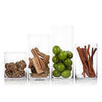 Enova Floral Clear Glass Cylinder Vase 5 x 5 Inches Round Flower Vase, Pillar Candle Hurricane Floating Candle Holder Vase, Small Floral Glass Vase for Decoration Home, Wedding Centerpiece (1 Piece) - size: 5W X 5H