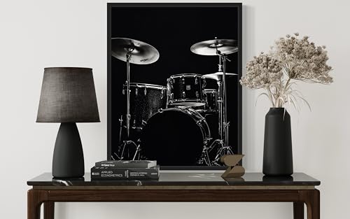 Drum Set Art Music Poster - Musical Instrumental Wall Art Print - Black and White - Photography Musical Art - Bedroom or Office Living Room Decor 137 (Drum Set, 16 x 20 inches, Unframed) - color: Drum Set, size: 20"L x 16"W