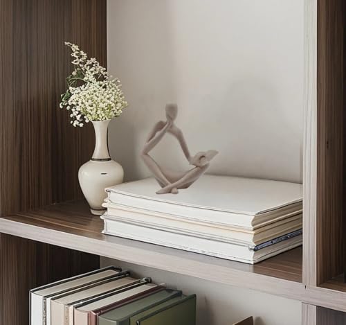 "Reading Woman Thinker Sculpture is a Modern Abstract Decorative piece, a Favorite Among Book Lovers and Thinkers, Suitable for Placement in Living Rooms, Offices, and bedrooms. (Sandstone B) - color: Sandstone B （imitation Sandstone Color）
