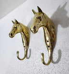 Brass Horse Head Wall Hooks – Set of 6 Sculptural Coat Hooks for Home, Office & Restaurant Decor