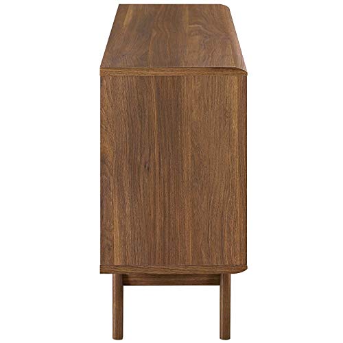 Modway Render Mid-Century Modern Two-Tier Display Stand in Walnut - color: Walnut