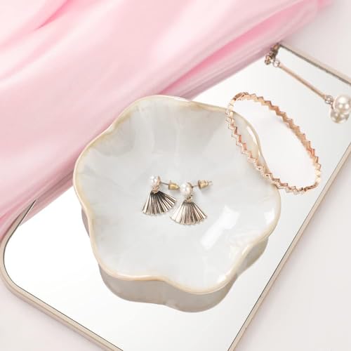 Binoster Ceramic Jewelry Dish, Leaf Jewelry Tray, Key Tray, Jewelry Holder, Small Ring Dish Holder, Jewelry Plate, Trinket Tray, Catchall Tray, Nightstand Decor for Entryway Table, Room Decor - color: White, size: 4.3 inches