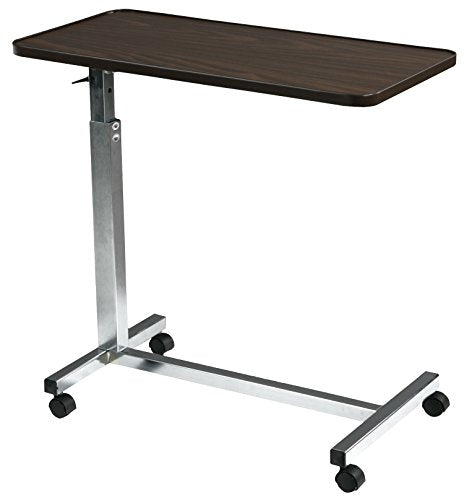 Drive Medical 13003 Non Tilt Top Overbed Table with Wheels, Chrome - color: Chrome