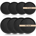 Zopeal 8 Pieces Black Round Restaurant Serving Tray, Plastic Non Slip Surface Food Meals Server Tray with Raised Edges for Home, Kitchen, Restaurant, Cafeteria, Bar (11",16") - size: 11", 16"