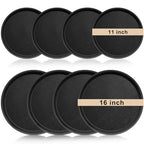 Zopeal 8 Pieces Black Round Restaurant Serving Tray, Plastic Non Slip Surface Food Meals Server Tray with Raised Edges for Home, Kitchen, Restaurant, Cafeteria, Bar (11",16") - size: 11", 16"
