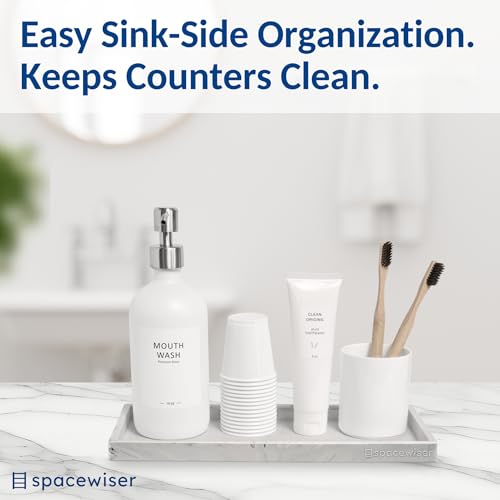 Spacewiser Countertop and Vanity Tray - 11.7" Silicone Bathroom Tray Countertop, Dish Soap Trays for Kitchen Counter, Sink Organizer Accessories Caddy, Toilet Laundry Shower Makeup Mat Oil Holder - color: Marble Design, size: Large 11.7”