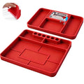 SEDY Premium Silicone Tool Tray, Automotive Non-Slip Flexible Silicone Tool Trays, Tool Organizer | 2 Piece Multi Purpose Mats with Magnetic Small parts Tray