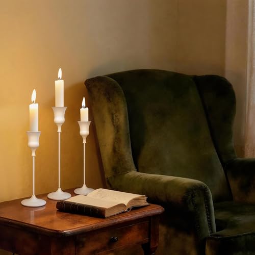 Showin Candlestick Holders White, 3 Packs Taper Candle Holder for Candlesticks, Candle Sticks Holder Decor for Home Decor - color: White
