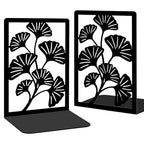 Decorative Bookends, 2 Pcs Ginkgo Leaf Desk Bookends Sturdy Metal Book Organizers for Home Office and Study Room - style: Ginkgo Leaf
