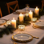 24 Pack Gold Metal Crystal Tea Light Candle Holders - 2.4"x1.6" Bulk Small Votive Candle Holders for Wedding, Home, Party Table Centerpiece Decorations