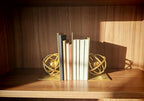 Gold Metal Bookends Set of 2, Heavy Duty Book Ends for Heavy Books, Unique Modern Geometric Ball Round Style Decorative Book Holders for Shelves Office Home Accent Decor，1 Pair/2Pieces