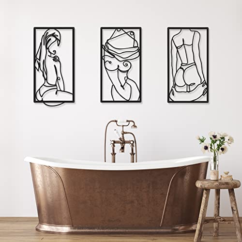 Cindeer 6 Pcs Modern Minimalist Wall Decor Abstract Woman Wall Art Single Line Metal Drawing Modern Line Women Body Figure Decor Sculptures for Home Bedroom Bathroom