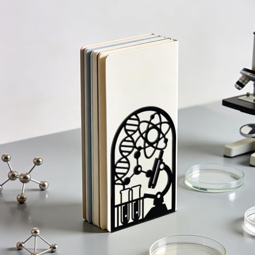 WADORN 1 Pair Science Decorative Bookends, Chemistry Experiment Heavy Duty Non-Skid Book Holder Stopper for Classroom Laboratory Study Room Chemistry Gift for Friend Professor Graduate Scientist - color: Science Chemistry